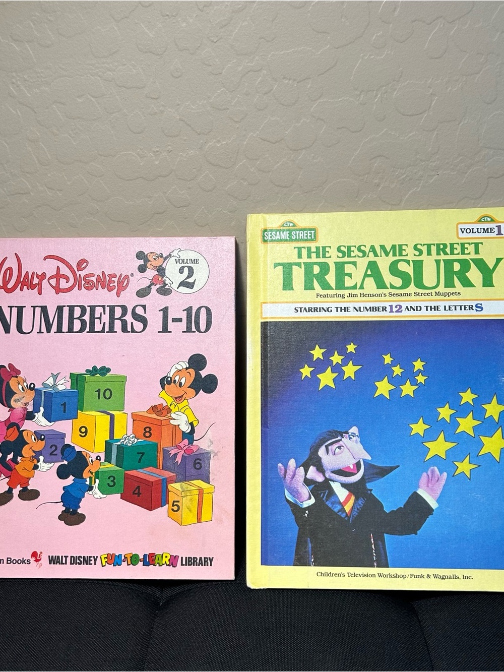 2 Books 1983 Disney Numbers 1-10 Learning Book & The Sesame Treasury Vintage GUC